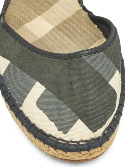 Pre-owned Burberry Check Ankle-strap Espadrilles In Blue