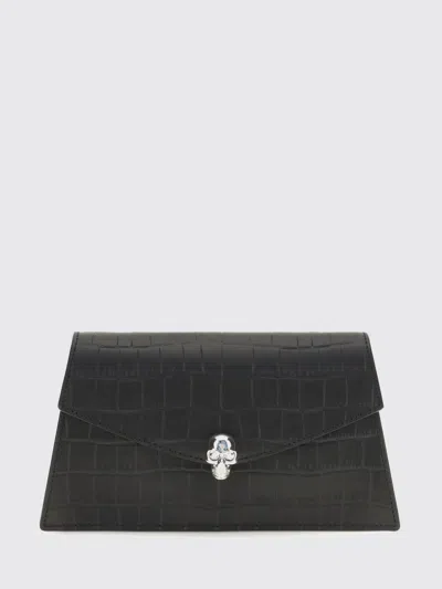 Alexander Mcqueen Mcqueen Mini Bag In Croc-effect Calfskin Leather With Skull In Black