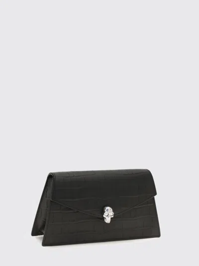 Alexander Mcqueen Mcqueen Mini Bag In Croc-effect Calfskin Leather With Skull In Black