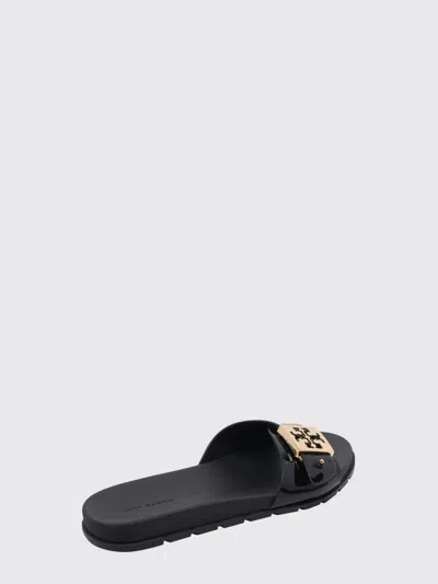 Tory Burch Patent Synthetic Leather Buckle Slide In Black