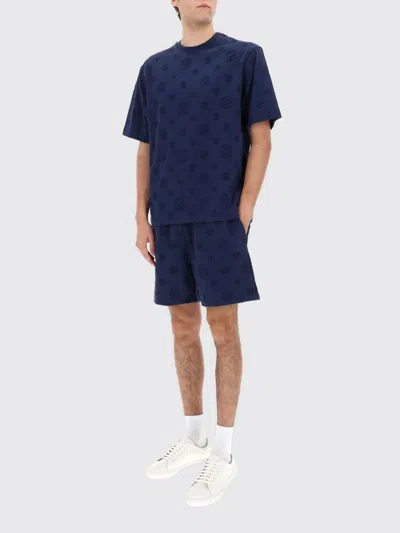 Casablanca Crew Neck T Shirt Embossed Pattern In Blue