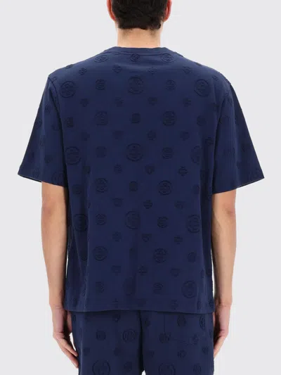 Casablanca Crew Neck T Shirt Embossed Pattern In Blue