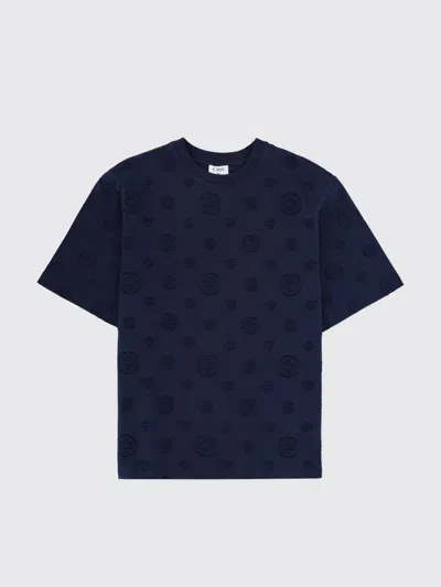 Casablanca Crew Neck T Shirt Embossed Pattern In Blue