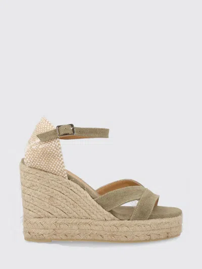 Castaã±er Green Solid Bruna Wedges In Green
