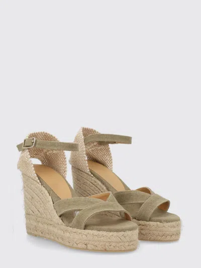Castaã±er Green Solid Bruna Wedges In Green