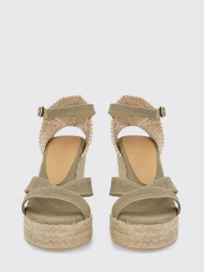 Castaã±er Green Solid Bruna Wedges In Green