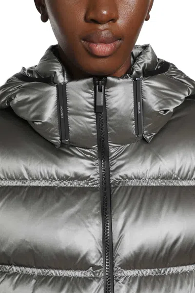 Moncler Sensation Short Down Jacket In Silver