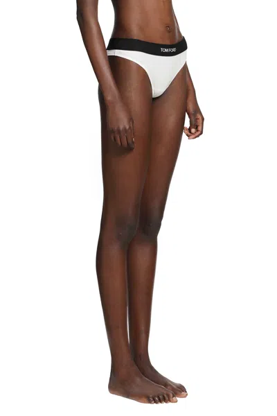 Tom Ford Logo-waistband Briefs In White