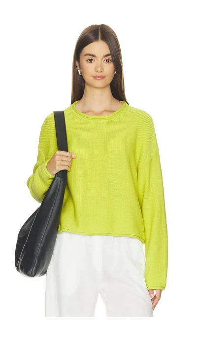 Leset Jesse Classic Crew Pullover Chartreuse In Green