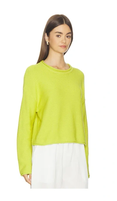 Leset Jesse Classic Crew Pullover Chartreuse In Green