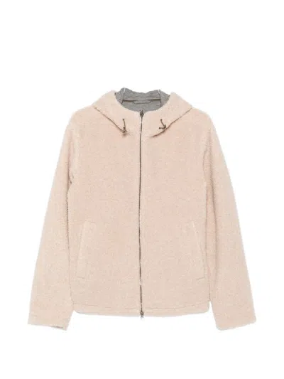 Herno Fleece-texture Hooded Jacket In Pink