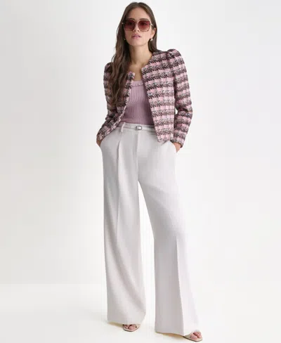 Bcbg Suits Novelty Open Front Blazer Suit In Pink