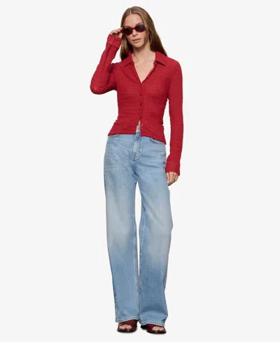 Sanctuary Juno Textured Button Front Top In Red