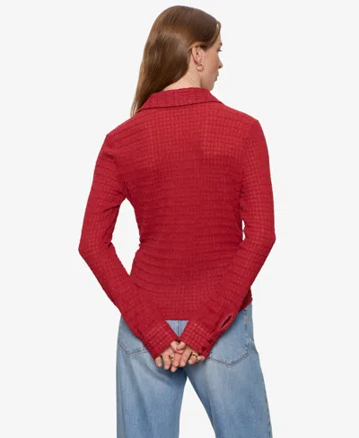 Sanctuary Juno Textured Button Front Top In Red
