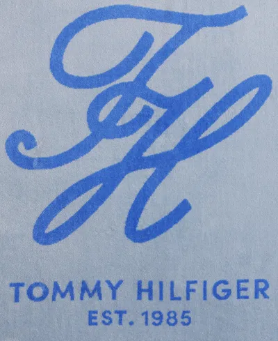 Tommy Hilfiger Colorblock Monogram Cotton Velour Beach Towel In Blue