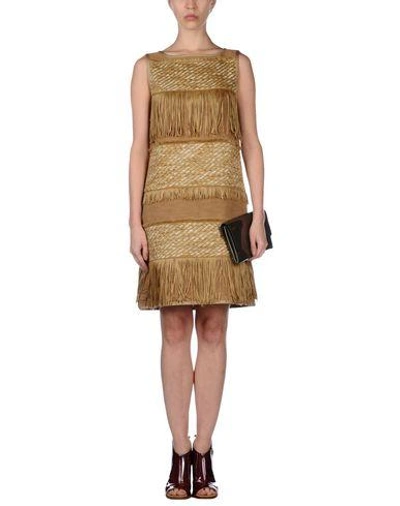 Shop Alberta Ferretti Short Dresses In Camel