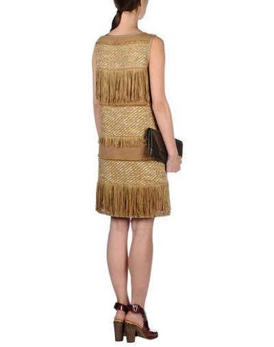 Shop Alberta Ferretti Short Dresses In Camel
