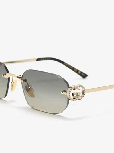 Gucci Rectangular-frame Sunglasses In Gold