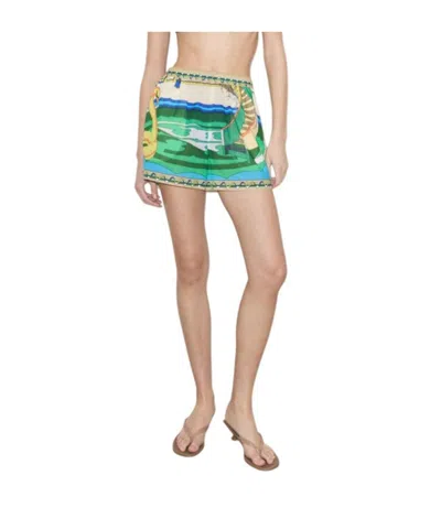 Tory Burch Printed Camp Shorts In Green