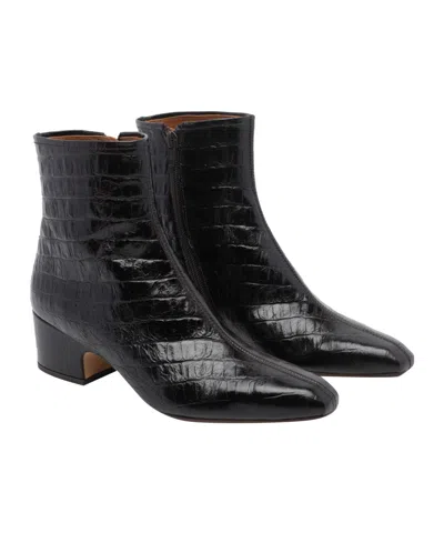Chie Mihara Cumiya Croc-effect Ankle Boots In Black