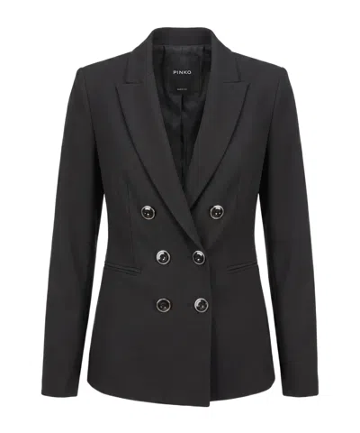 Pinko Double-breasted Blazer In Black