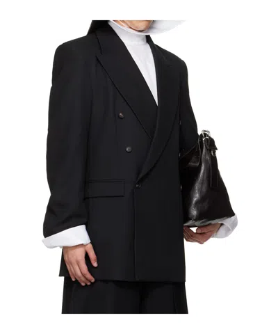 Egonlab Oversized Double-breasted Wool Suit Jacket In Black