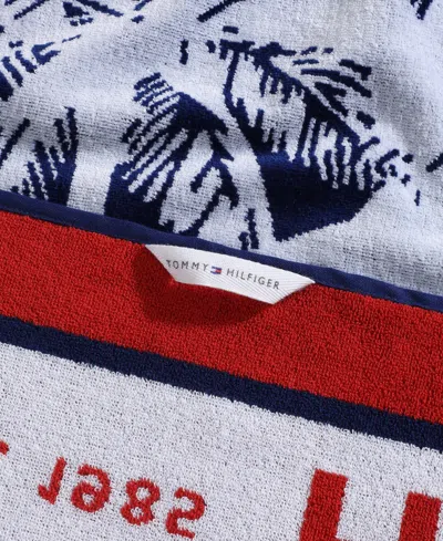 Tommy Hilfiger Boulevard Cotton Velour Beach Towel In Blue