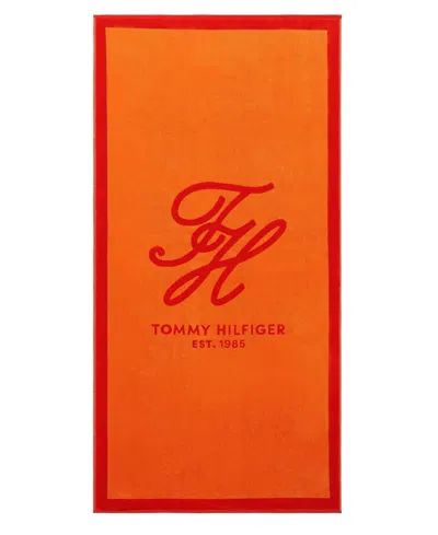 Tommy Hilfiger Colorblock Monogram Cotton Velour Beach Towel In Multi