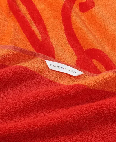 Tommy Hilfiger Colorblock Monogram Cotton Velour Beach Towel In Multi