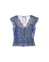 Alberta Ferretti Beaded Lace Top In Blue