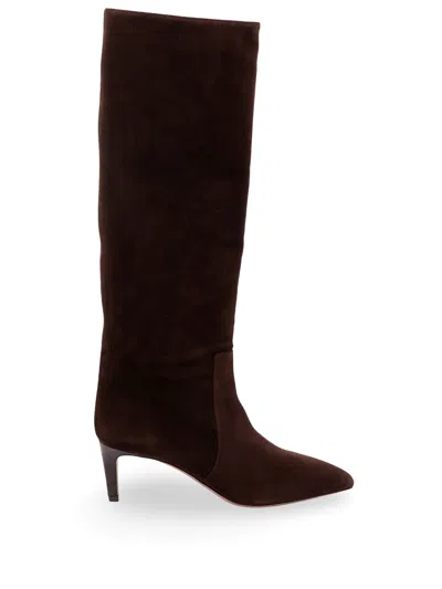 Paris Texas Chocolate Suede Pointed-toe Boots In Brown