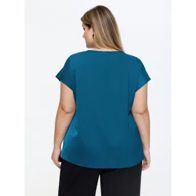 Bloomchic Knotted Front Plain Dolman Sleeve Blouse In Blue