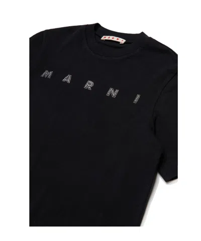 Marni Kids Stud Logo T-shirt In White