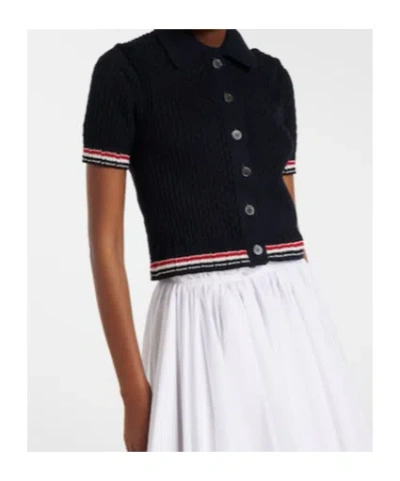 Thom Browne Openwork Cardigan In Black