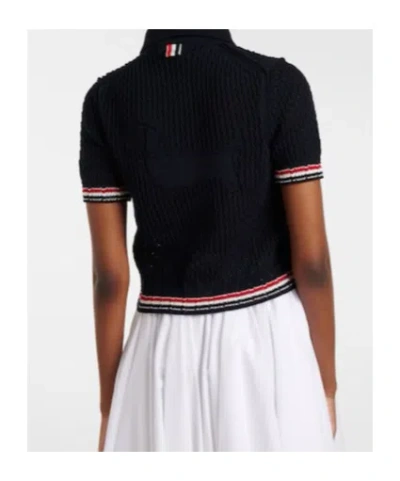Thom Browne Openwork Cardigan In Black