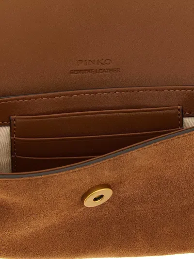 Pinko Saddle Medium Clutch Bag Adjustable Strap In Brown