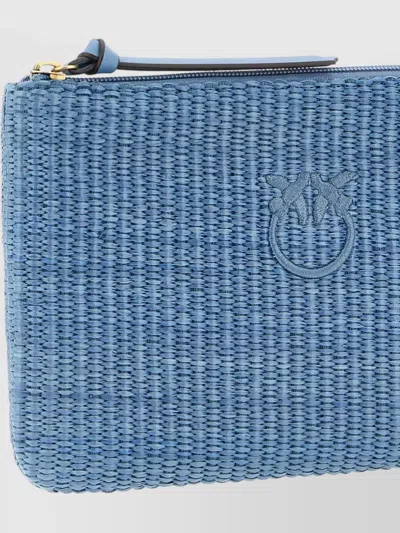 Pinko Mini Clutch Bag Raffia Rectangular Shape In Blue