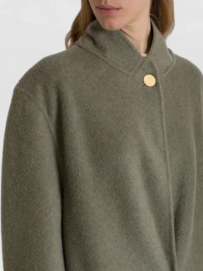 Alberta Ferretti Alberta Ferreti Grey Wool Silk Single Breasted Coat In Multi