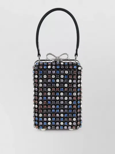 Self-portrait Mini Handbag With Multi-colored Crystal Surface And Bow Closure In Multi