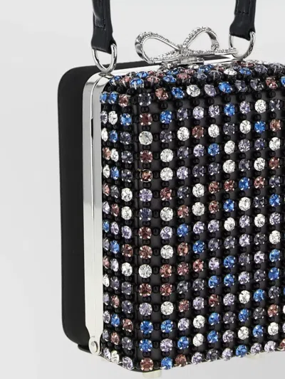 Self-portrait Mini Handbag With Multi-colored Crystal Surface And Bow Closure In Multi