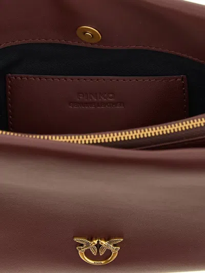 Pinko Triplet Mini Shoulder Bag Adjustable Strap In Brown