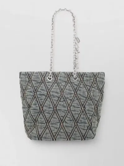 Diesel Shoulder Bag Charm D Medium Chain In Gray