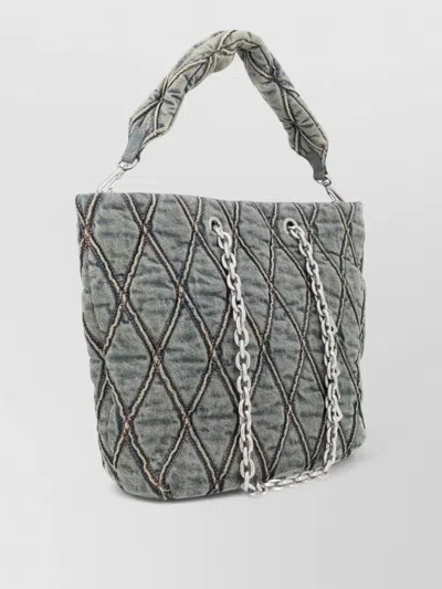 Diesel Shoulder Bag Charm D Medium Chain In Gray