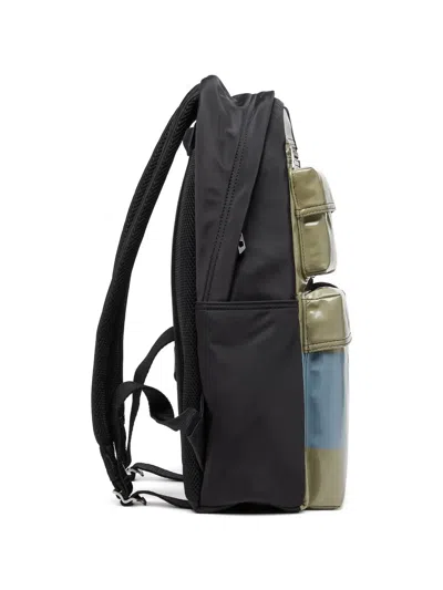 Diesel Multi-pkts Colour-blocked Multi-pocket Backpack In Black