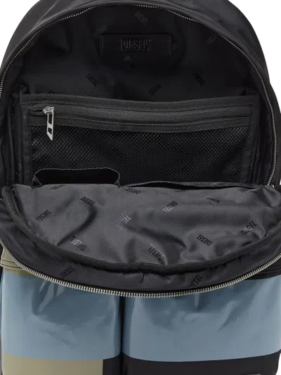 Diesel Multi-pkts Colour-blocked Multi-pocket Backpack In Black