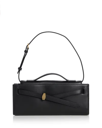 Veronica Beard Dash Leather Clutch In Black