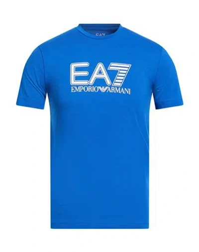 Ea7 Logo Printed Round Collar T-shirt In Blue