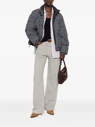 Miu Miu Check-pattern Reversible Jacket In Blue