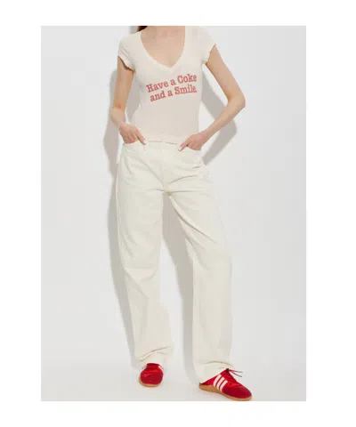 Re/done Belt Loop Jeans In White