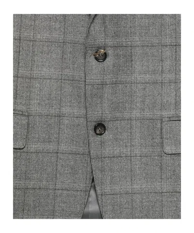 Canali Check-pattern Single-breasted Suit In Gray